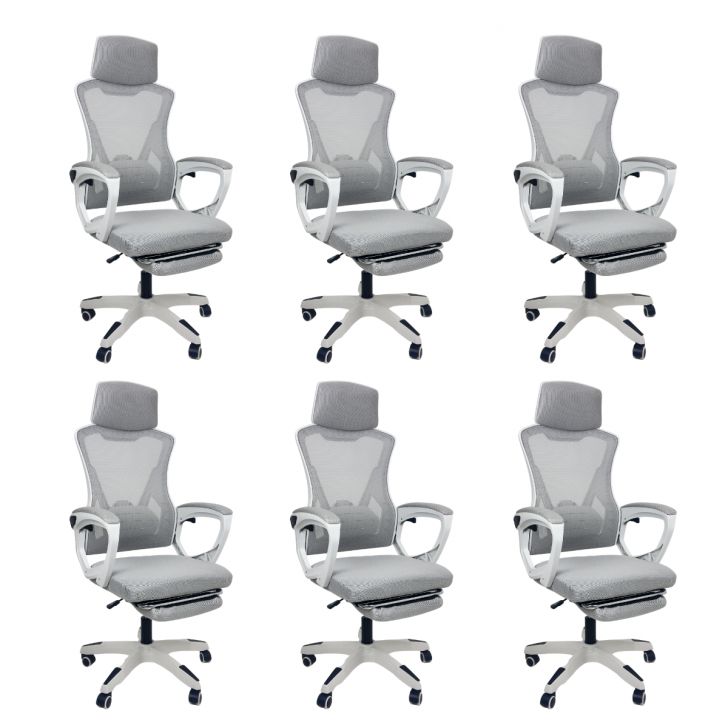 Kit 6 Cadeiras de Escritório Presidente Executiva Oficial Supreme Cinza