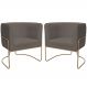 Kit 02 Poltronas Decorativas Betina Base Aço Ouro Fosco Bouclé Marrom - Nexta Casa