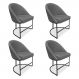Kit 04 Cadeiras Poltrona de Jantar Bela Linho Grafite Base Metálica Industrial Preto - Pallazio