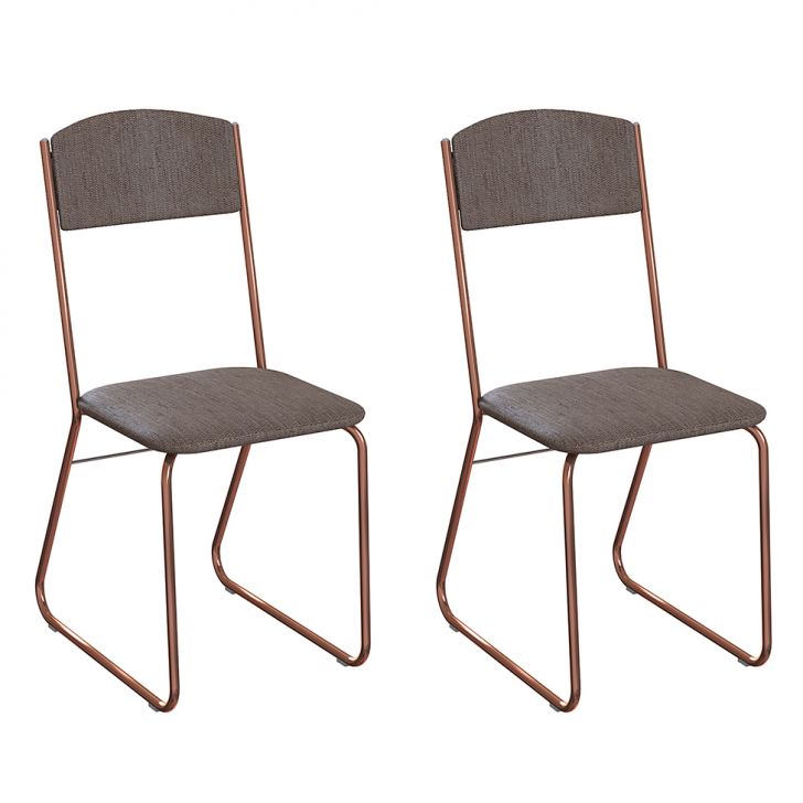 Conjunto com 2 Cadeiras Byron Cinza e Cobre
