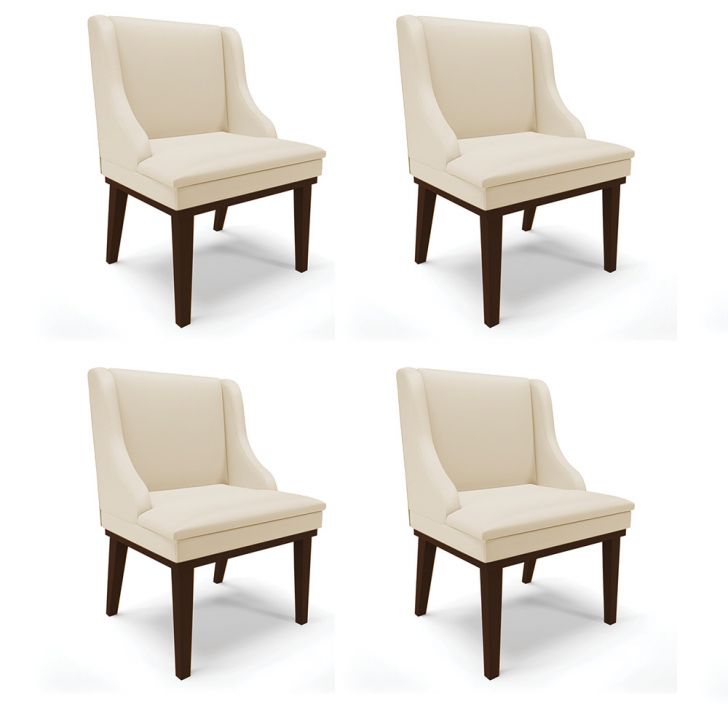 Kit 04 Cadeiras de Jantar Liz Corino Base Fixa Madeira Tabaco - D'Rossi