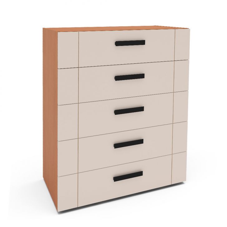 Cômoda Lisboa 5 Gavetas Creme e Freijó