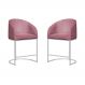 Kit 02 Poltronas Cadeira Banqueta Mia Base Branca Veludo Rosa - Montanaris Decor