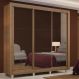 Guarda Roupa Casal Madesa Lyon 3 Portas de Correr de Espelho 2 Gavetas com Pés - Rustic
