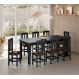 Conjunto Mesa De Madeira Preto 200x88 + 8 Cadeiras Estofadas Sfa