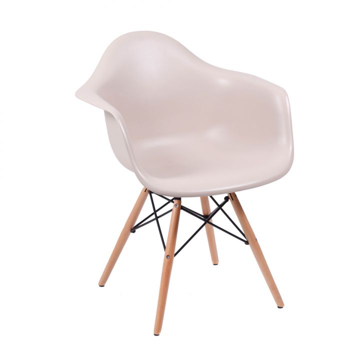 Cadeira Eames Eiffel com Braço Fendi Base Madeira