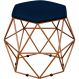 Puff Decorativo Aramado Bronze Six L02 Suede Azul Marinho - Lyam Decor