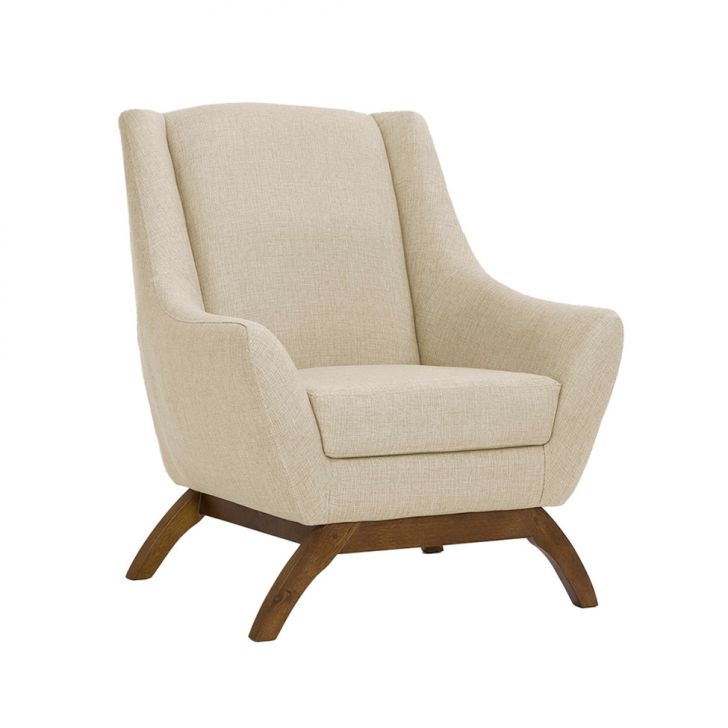 Poltrona Juliet Linho Marfim E Madeira