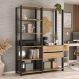 Estante Livreiro Modular 135cm 2 Peças com 2 Gavetas Multimóveis MP6029 Preto/Madeirado