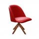 Poltrona Gaia Base Giratória De Madeira - Suede Vermelho