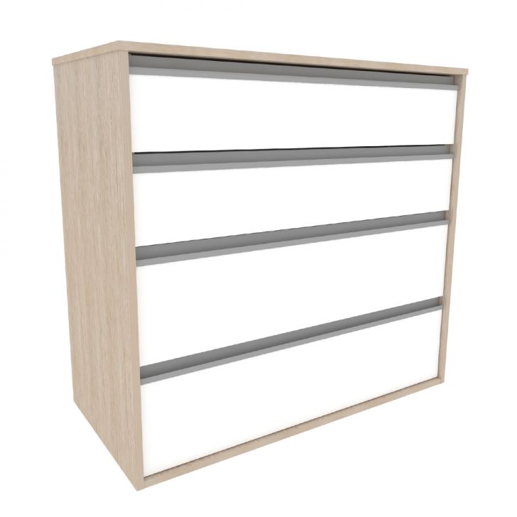 Cômoda Amora 4 Gavetas Branca e Noce