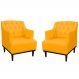 Kit 02 Poltronas Decorativa Clássica Capitonê Suede Amarelo - DS Móveis
