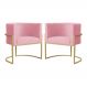 Kit 02 Poltronas Luana Para Sala Suede Rosa - DS Estofados