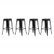 Kit 4 Banquetas Tolix Iron Design Industrial Preta 76 cm Aço Cozinha Bar Bistrô Bancada