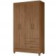Guarda Roupa Solteiro Chile 4P 103 cm Carvalho Moval