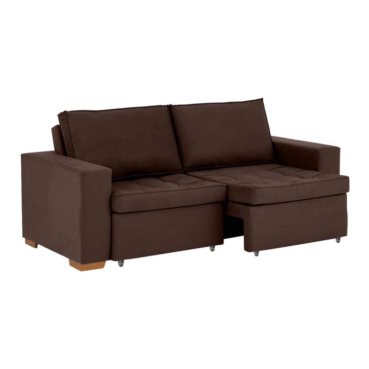 Sofá 3 Lugares Retrátil Classic Suede Marrom 180 Cm