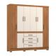 Guarda-Roupa Casal New Realce 8 Portas 4 Gavetas Amêndola e Off White