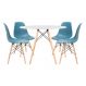 Conjunto - Mesa Eames 100 cm branco + 4 cadeiras Eames Eiffel DSW turquesa