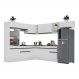 Armário de Cozinha Completa de Canto com Rodapé Veneza Multimóveis V2083 Branco/Preto
