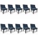 Kit 10 Cadeiras Estofadas para Sala de Jantar Base Fixa de Madeira Preto Lia Suede Azul Marinho - Ibiza