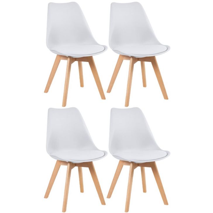 Kit 4 cadeiras Leda com assento estofado Branco