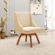 Cadeira Decorativa Sala de Jantar Base Giratória de Madeira Firenze Suede Bege/Natural G19 - Gran Belo