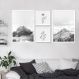 Quadros Decorativos Montanhas e Plantas 122 x 61 2-60x43 + 2-29x29 Caixa Branco