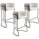 Kit 03 Banquetas Decorativa Fixa Base de Aço Choco Betina D02 Linho Creme A-48 - Lyam Decor
