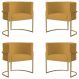 Kit 4 Poltronas Decorativa Sala de Estar Luana Base Gold Suede Mostarda - Montanaris Decor