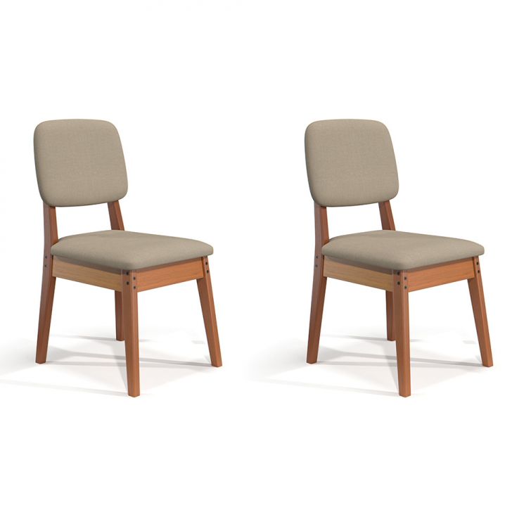 Conjunto com 2 Cadeiras Paris Linho Areia e Nature