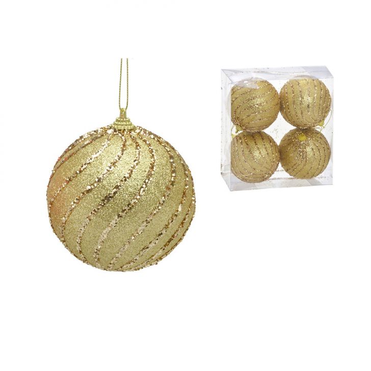 Kit com 4 Bolas Natalinas Espressione Dourado 8 cm