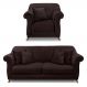 Kit Poltrona e Sofá Living 2 Lugares 1,60m Vênus Suede Marrom Café Pés Castanho - Pallazio