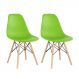 Kit 2 cadeiras Charles Eames Eiffel DSW com pés de madeira clara Verde claro