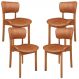 Kit 04 Cadeiras Para Sala de Jantar Cozinha Living Estofada Dara L02 Couríssimo Camel - Lyam Decor