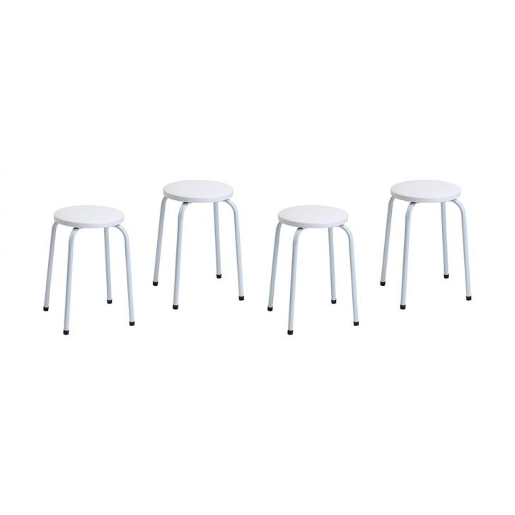 Conjunto com 4 Bancos | Banquetas Mocho Branco