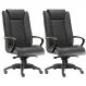 Kit 02 Cadeiras de Escritório Presidente Executiva New Onix F02 Couro Ecológico Preto - Lyam Decor