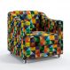 Poltrona Decorativa Alya Sued Estampado Colorido Aradecor