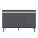 Balcão Gabinete Para Pia 120cm 3 Portas Sem Tampo Manu Cinza - AJL Móveis