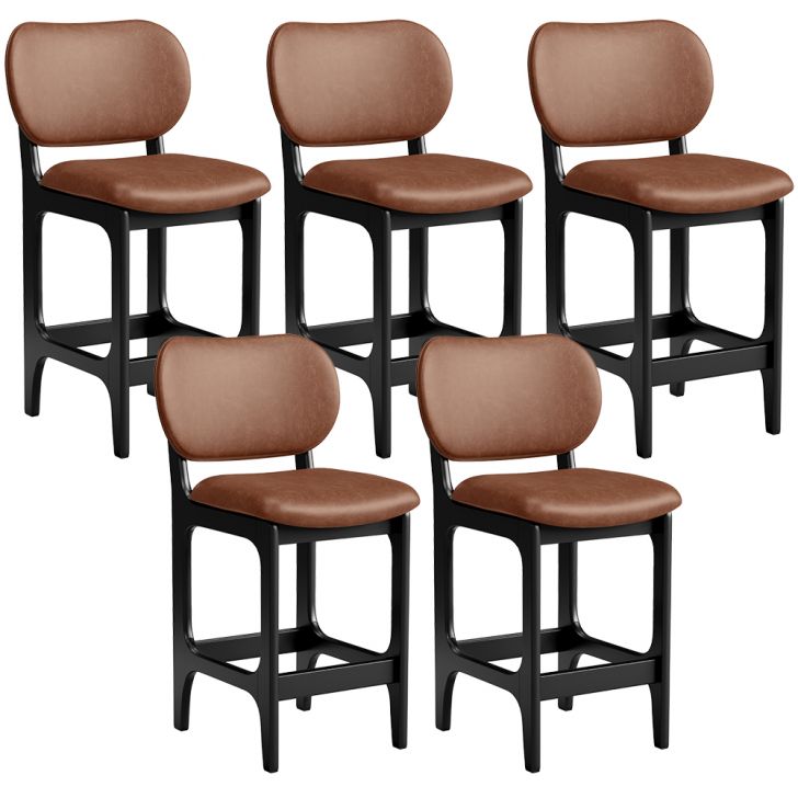 Kit 05 Banquetas Baixa Bar Cozinha E Sala De Jantar Fixa Betta L02 Preto Couríssimo Marrom - Lyam Decor