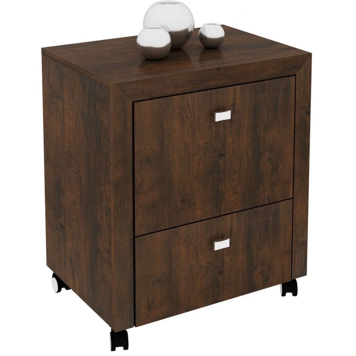 Gaveteiro para Escritório 2 Gavetas Arquivo com Rodízios Rústico