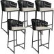 Kit 05 Banqueta Para Área Gourmet Cozinha Varanda Corda Náutica Sunset D04 Preto - Lyam Decor