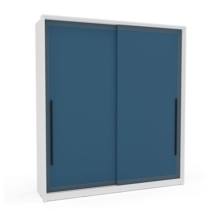 Guarda-roupa Casal Valência 2 Portas 2 Gavetas Branco E Azul
