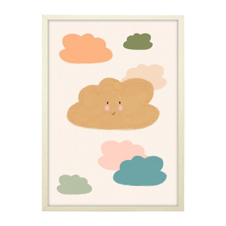 Quadro Infantil Nuvens sem Vidro Colorido 20x30 cm