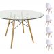 Conjunto Mesa Eames Eiffel Redonda Vidro 90cm + 4 Cadeiras Eames DSW - Branca