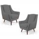Kit 02 Poltronas Decorativas Juliet Pés de Madeira B-317 Veludo Cinza - Domi