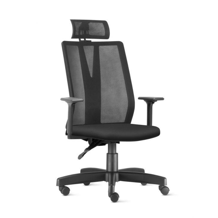 Cadeira Em Tela Com Apoio De Cadeça Linha Trento Preto