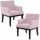 Kit 02 Poltronas Decorativas Sala de Estar Base Preto Beatriz W01 Bouclê Rosê - Lyam Decor