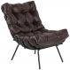 Poltrona Decorativa Sala de Estar Costela Preto L04 Couro Marrom Café - Lyam Decor