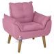 Poltrona/Cadeira Decorativa Glamour Com Pés Quadrado Rosê