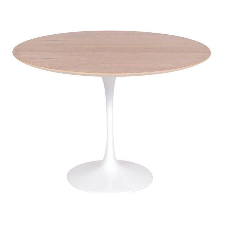 Mesa Saarinen Redonda Freijó 100cm - Base Branca